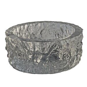 Whitefriars ? Crystal Flint Bark Bowl Ashtray Mid Century Art Ice 5.25inx 2.25in